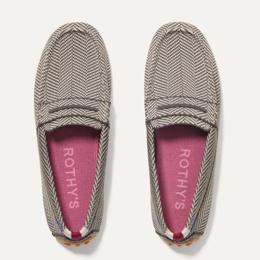 Rothy's Women's Herringbone Flats - Gray and White